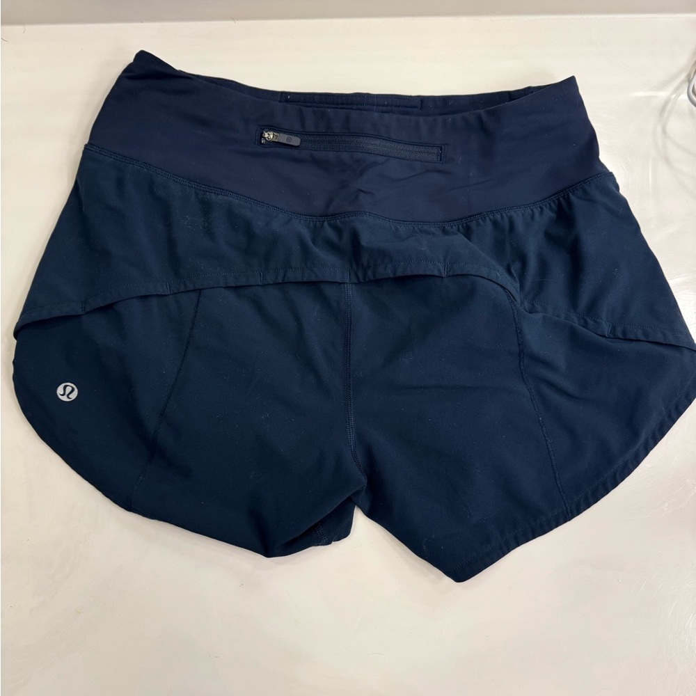 COPY - Lululemon Navy Speed Up Mid Rise Lined Short 4”